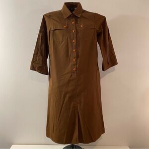 Vintage Rocky Road Tie-Sleeve Shirt Dress with Front Slit Size M